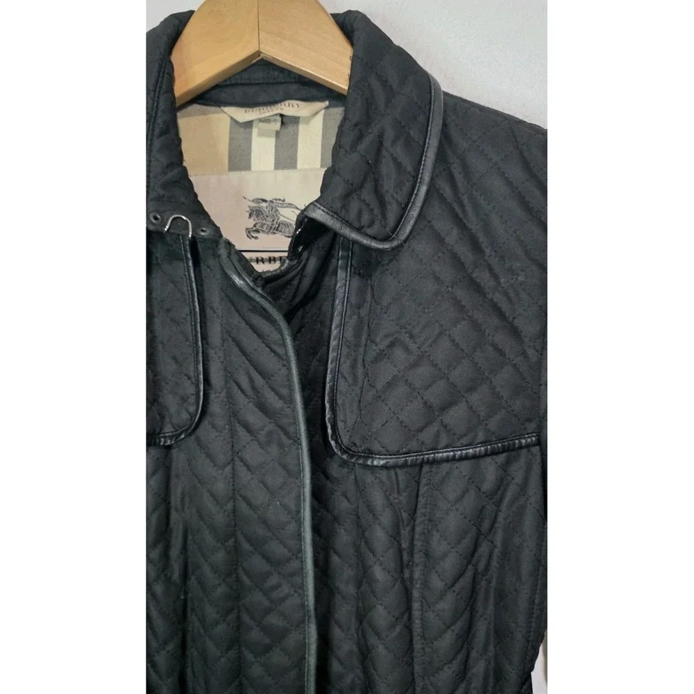 Burberry‎ London Quilted Mid Knee Length Trench Coat Jacket Black Woman 6 Belt - Picture 4 of 12